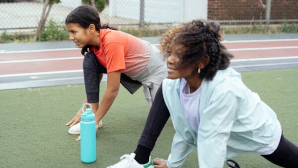 Two girls exercising fitness and cardio