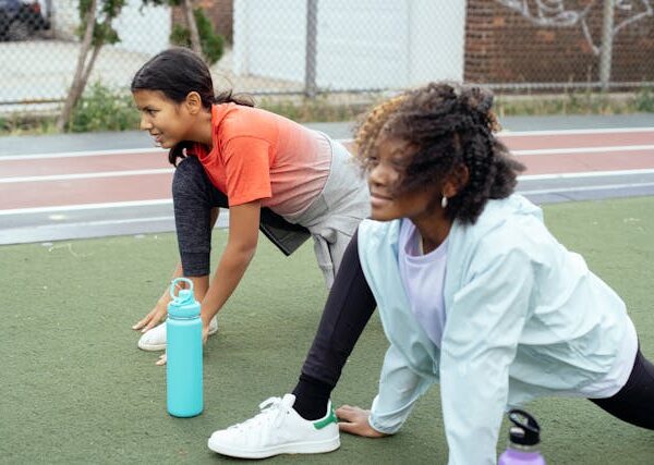 Two girls exercising fitness and cardio