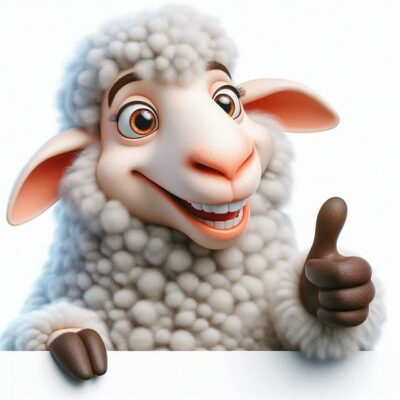 Presentation heroes sheep with fat thumb