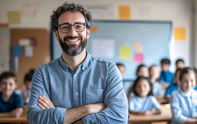 Happy classroom teacher