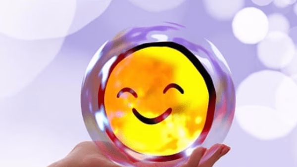 Mentalcoaching-smiley in een luchtbel