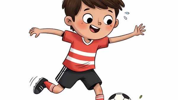 Kind aan het voetballen op naschoolse activiteit voetbal