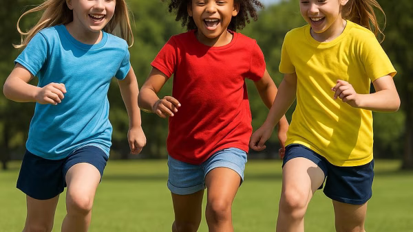 Naschoolse activiteit Meidenvoetbal: Blije meisjes rennen achter de voetbal