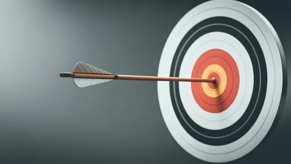 Doel handboogschieten met een pijl in het centrum